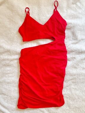 Superdown Darcey Ruched Mini Dress Large, Like New, Cotton Cut-out Dress Revolve